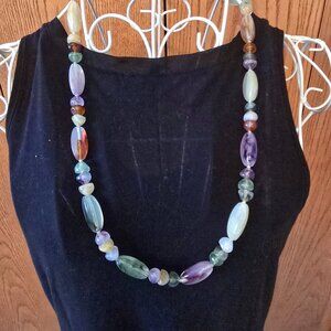Multicolor Gemstone Tumbled Stone Necklace - Indian Semi-Precious